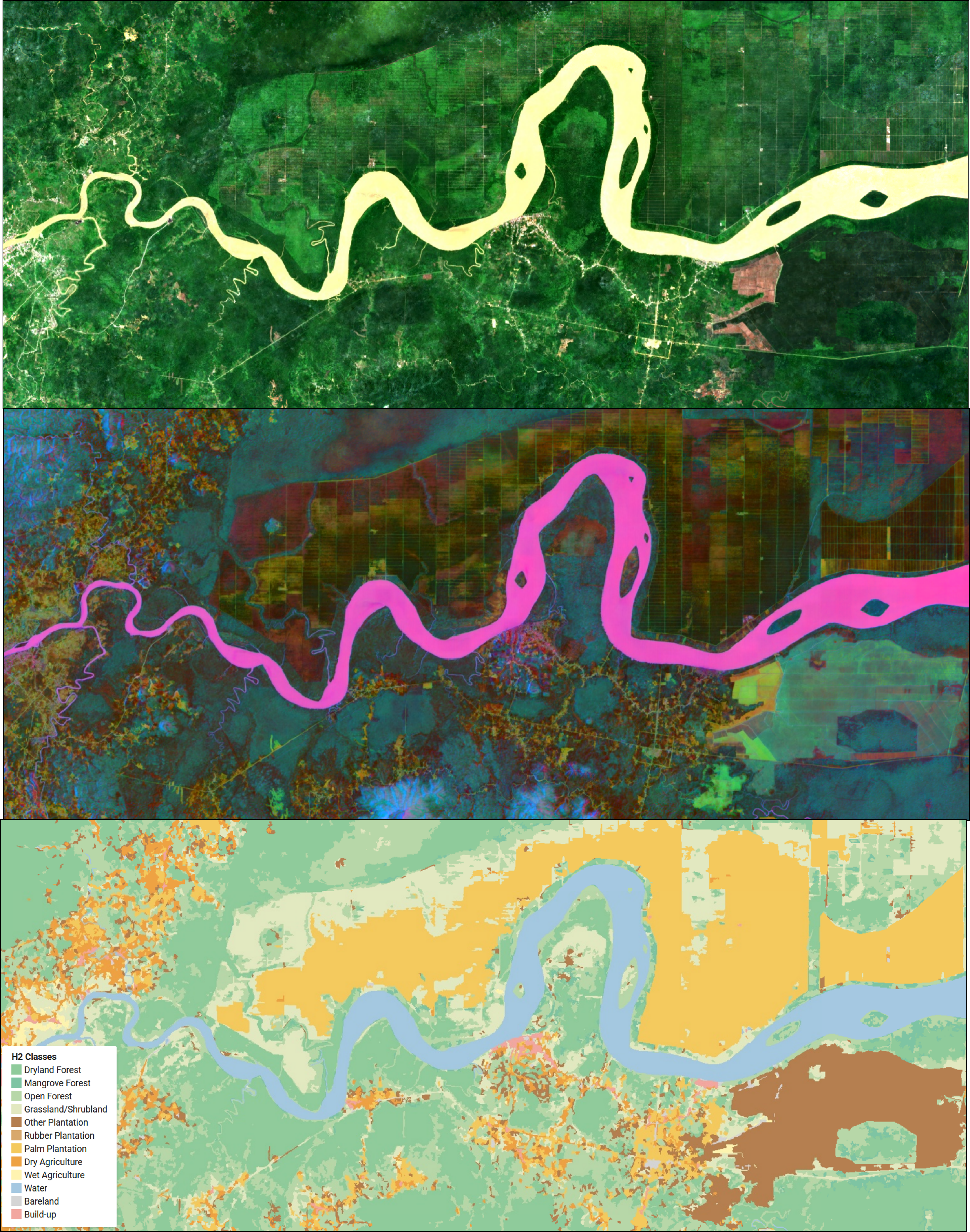Sentinel 2 Annual Cloudless Composite, Google satellite embeddings, and land use land cover classification results