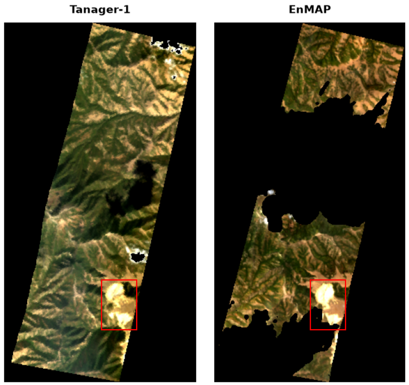 Overlap between Tanager-1 and EnMAP coverage in western part of Salt Lake City, utah, USA